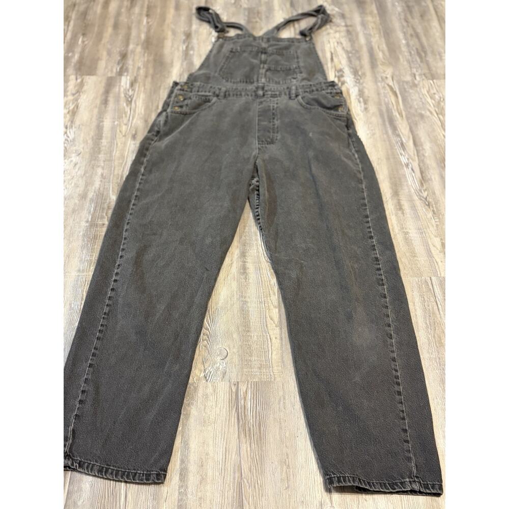 Free People Washed Black Denim Overalls